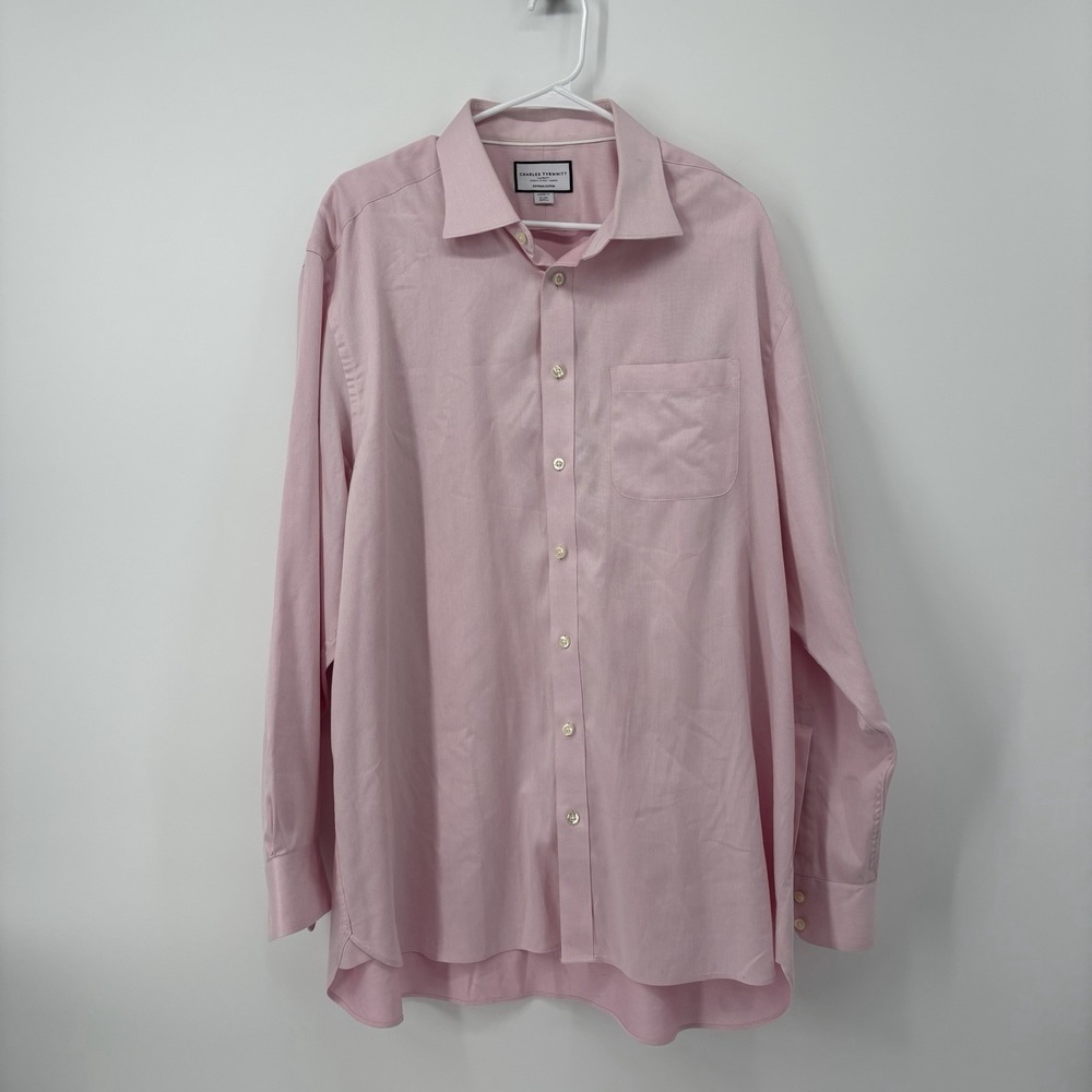 Charles Tyrwhitt Mens Shirt 18/36 Pink Button Up Classic Fit Egyptian Cotton